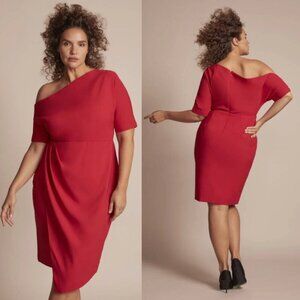 NWT 11 HONORE Adeline One Shoulder Red Dress Womens 12 Party Event Vamp Feminine
